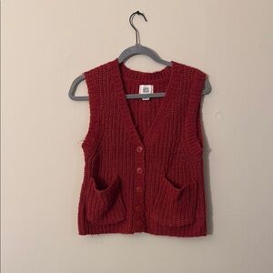 Urban Outfitters Red Ribbed Sleeveless Blouse